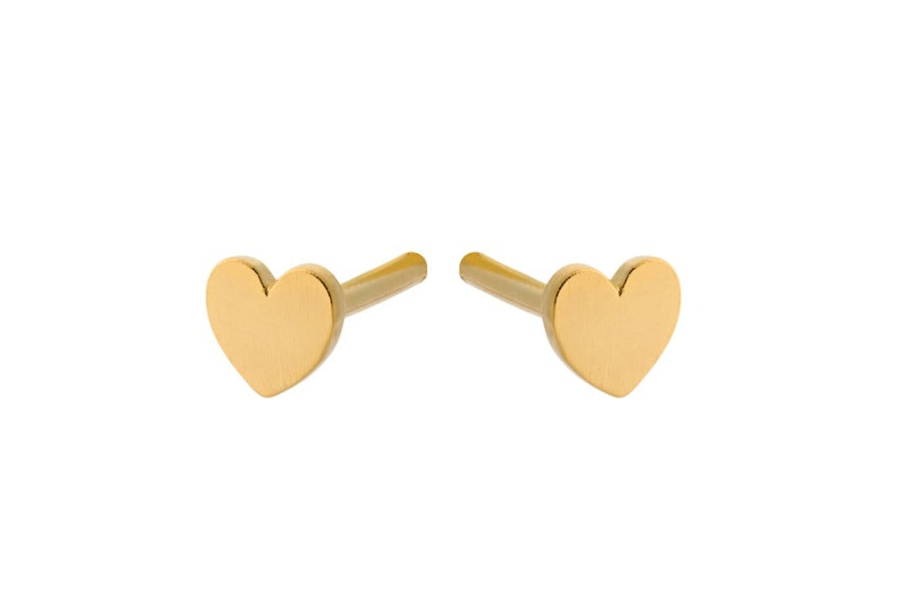 Mini Heart ørestikker - forgyldt